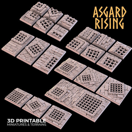 Tempelverlies - Satz quadratischer und rechteckiger Sockel - Asgard Rising