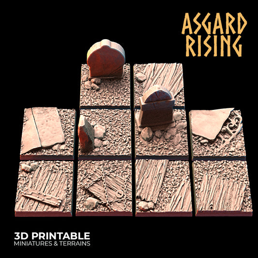 Friedhof - 10 x 20 mm quadratische Sockel - Asgard Rising