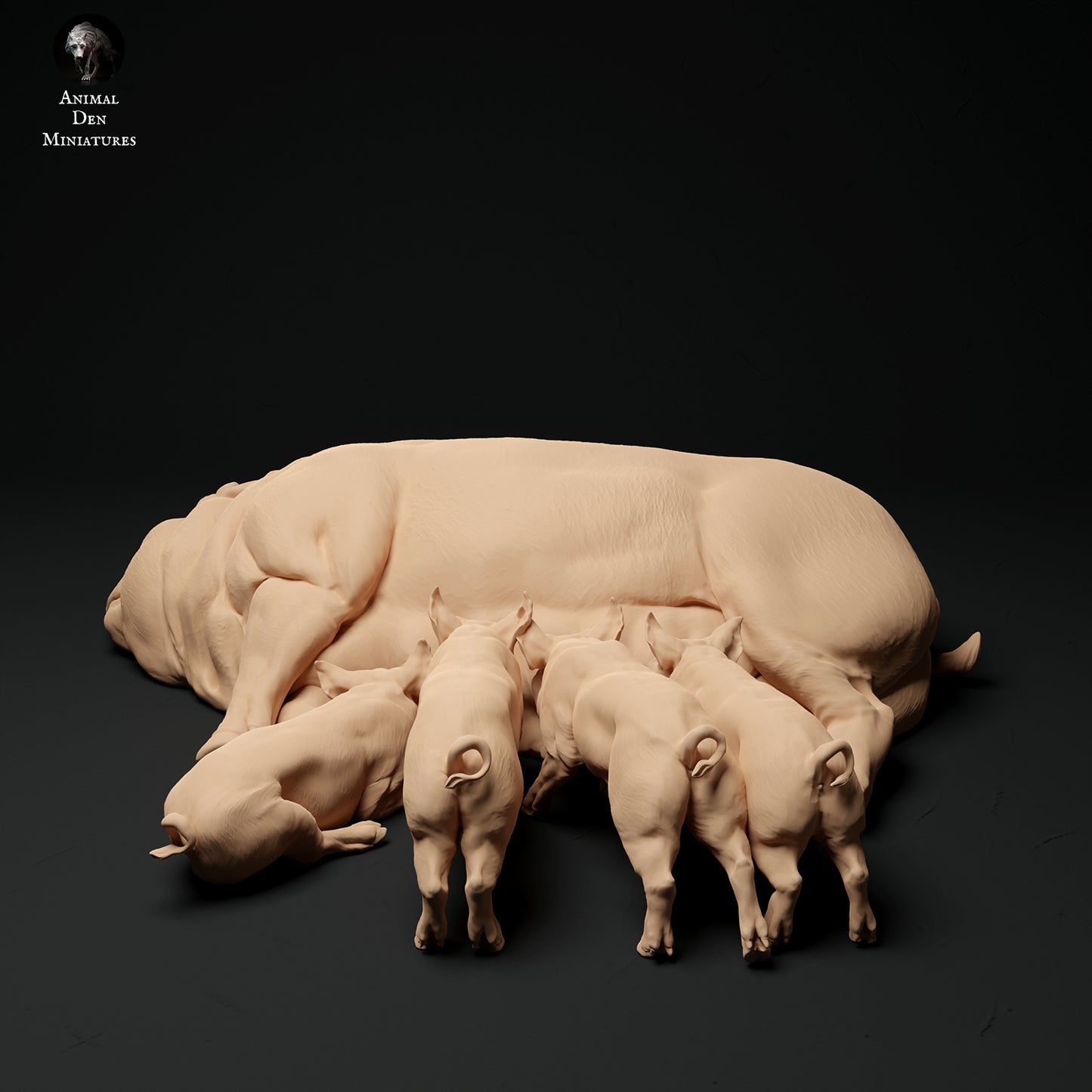 Berkshire-Schwein und Ferkel - Animal Den Miniatures