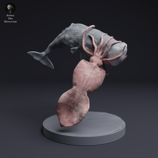 Colossal Squid vs Sperm Whale - Animal Den Miniatures