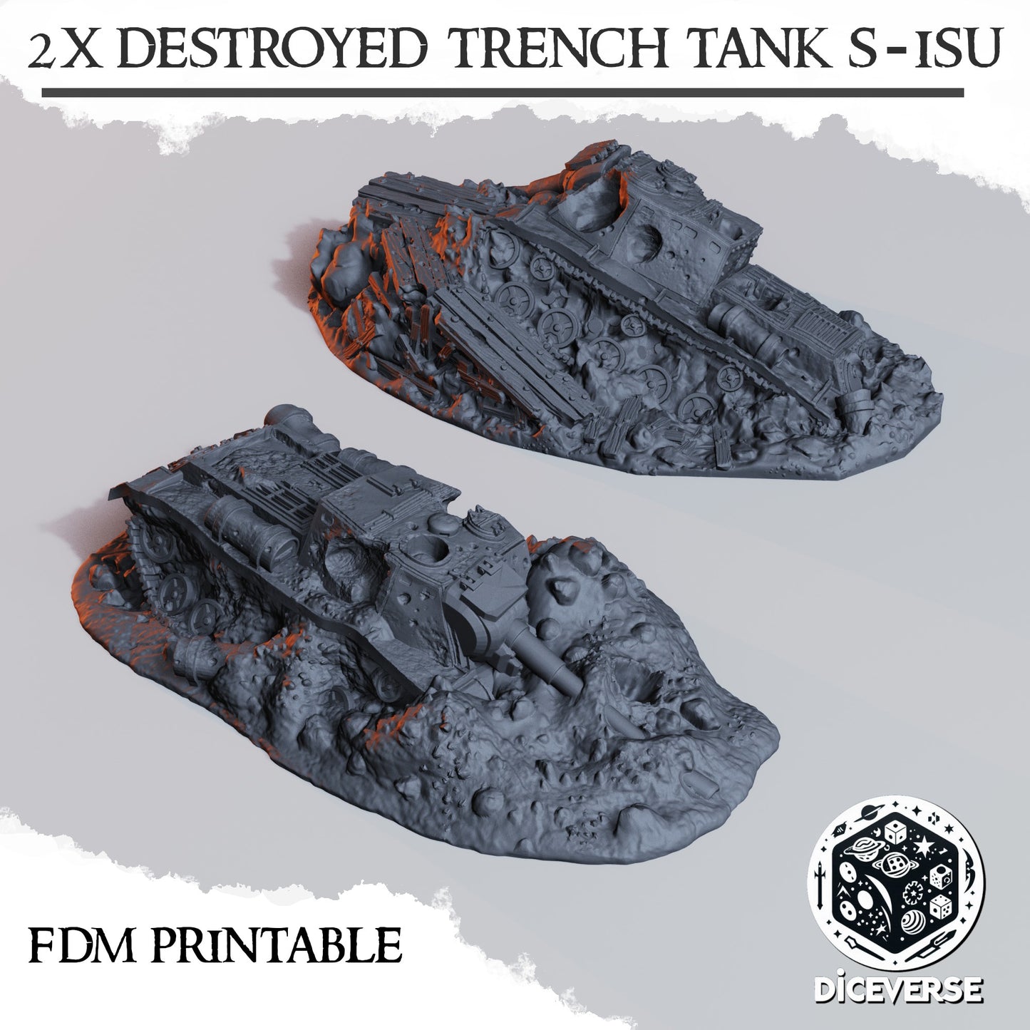 Trench Terrain: Destroyed S-ISU - Diceverse