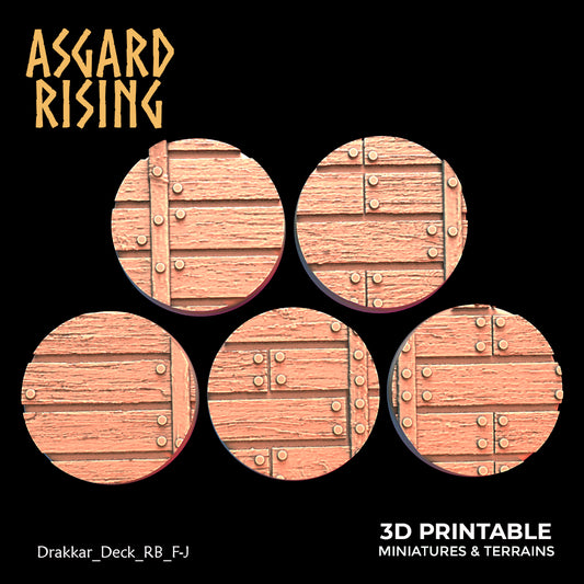 Drakkar Deck - 5 x 25 mm runde Basis (Ver. 2) - Asgard Rising