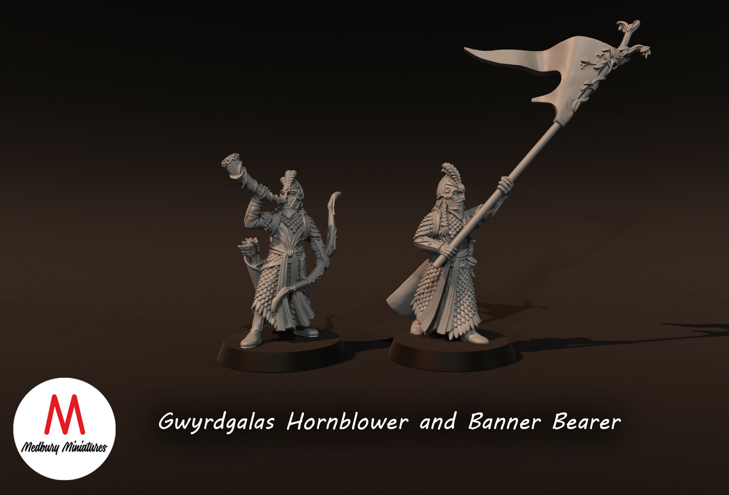 Gwyrdgalas Hornblower And Banner Bearer - Medbury Miniatures