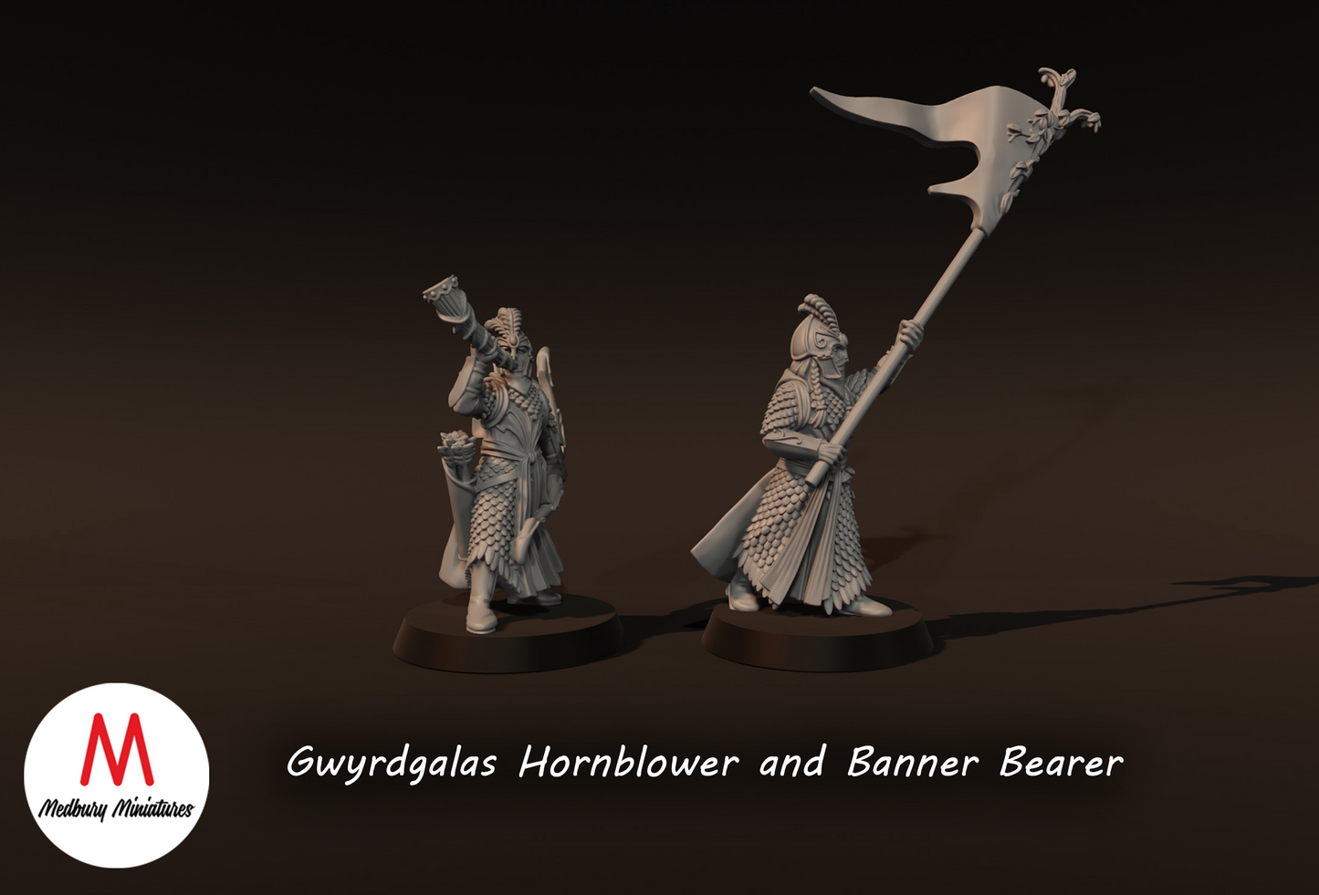 Gwyrdgalas Hornblower And Banner Bearer - Medbury Miniatures
