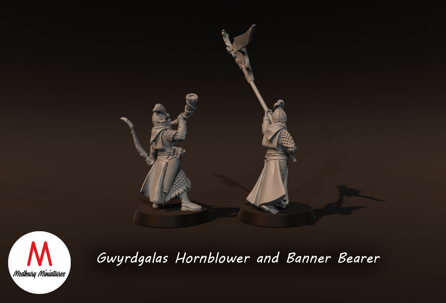 Gwyrdgalas Hornblower And Banner Bearer - Medbury Miniatures