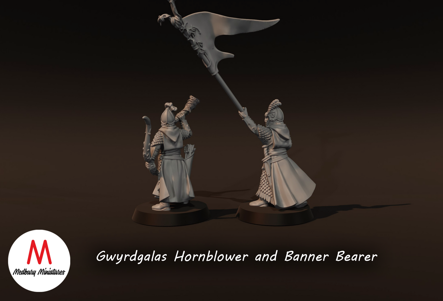 Gwyrdgalas Hornblower And Banner Bearer - Medbury Miniatures