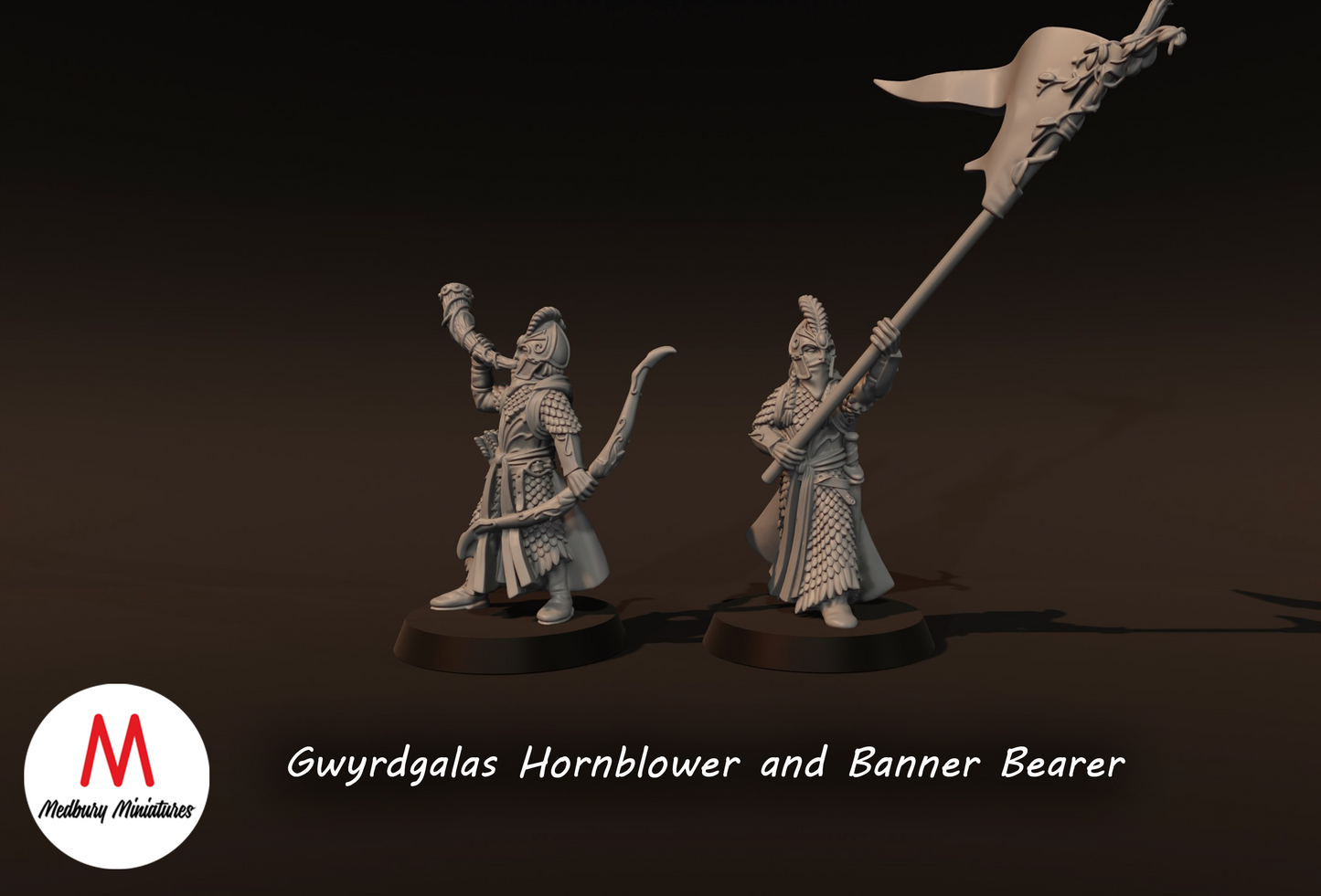 Gwyrdgalas Hornblower And Banner Bearer - Medbury Miniatures