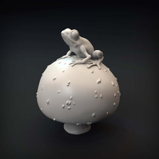 Pfeilgiftfrosch auf Pilz - Animal Den Miniatures