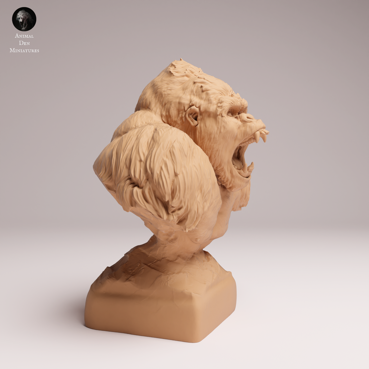 Eastern Lowland Gorilla Bust Aggressive - Silverback - Animal Den Miniatures