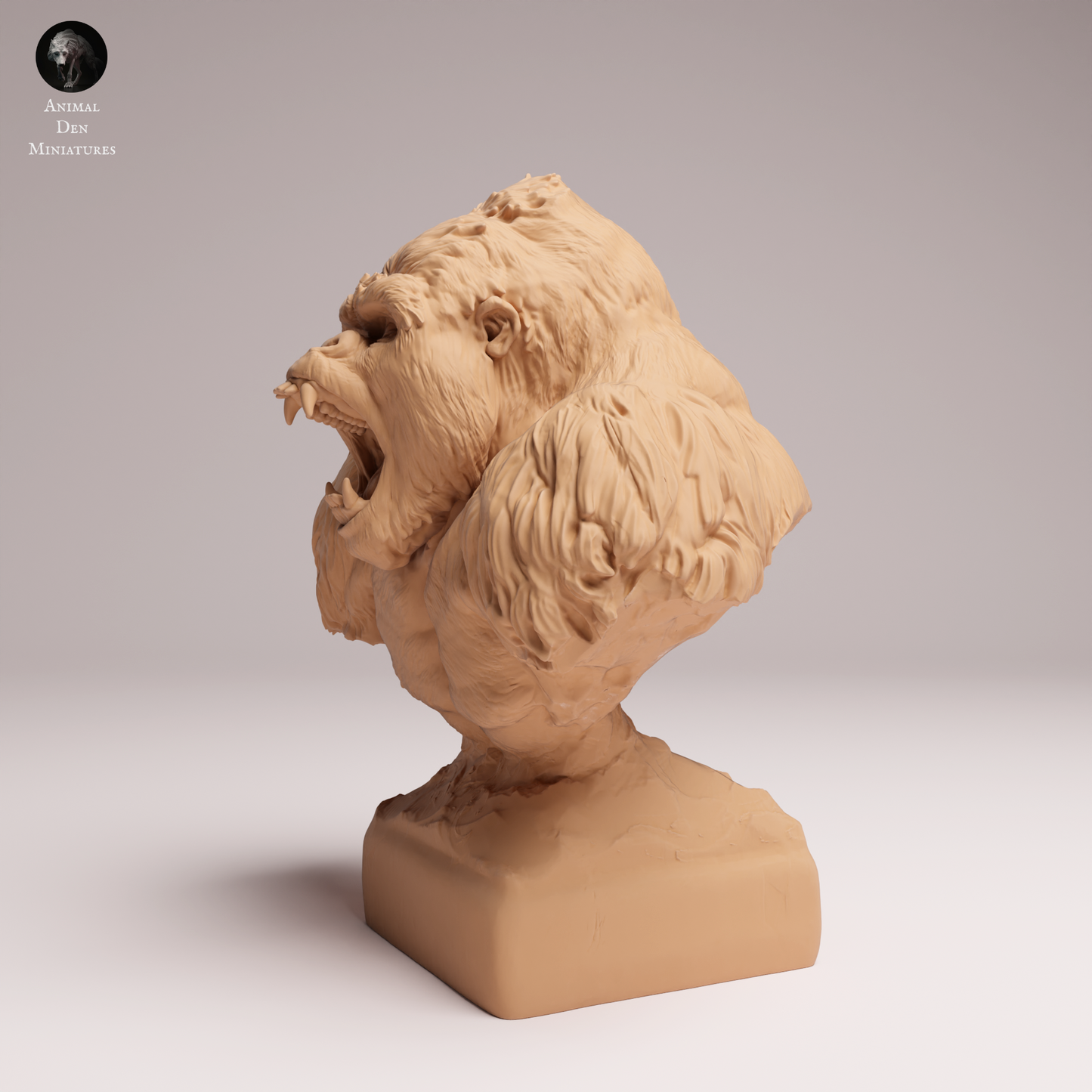Eastern Lowland Gorilla Bust Aggressive - Silverback - Animal Den Miniatures