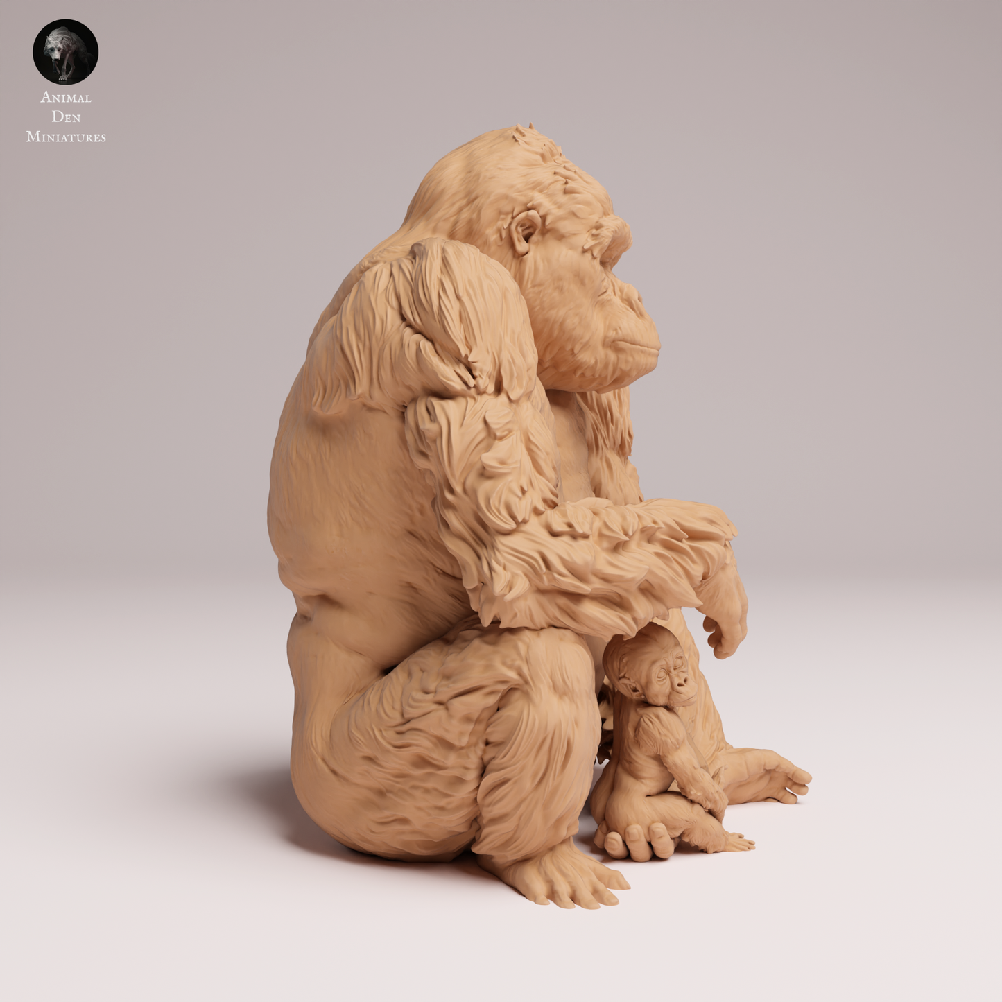 Eastern Lowland Gorilla Female and Infant sitting - Animal Den Miniatures