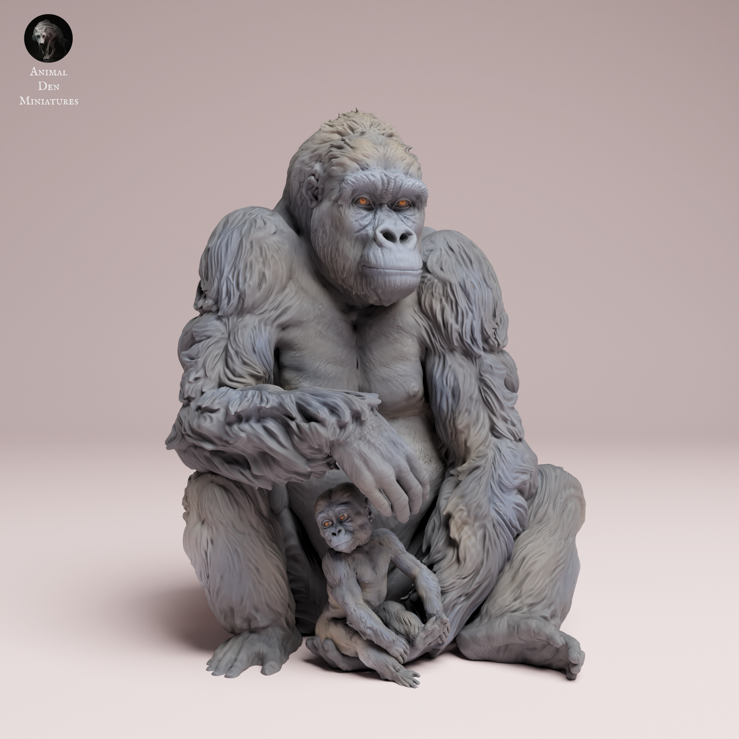 Eastern Lowland Gorilla Female and Infant sitting - Animal Den Miniatures