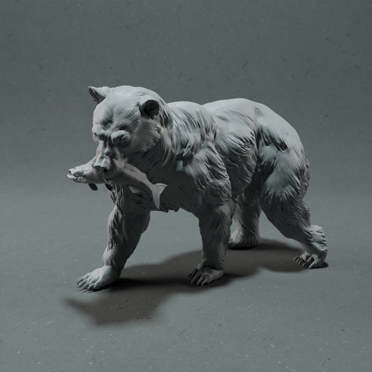 Grizzlybär - Lachs - Animal Den Miniatures