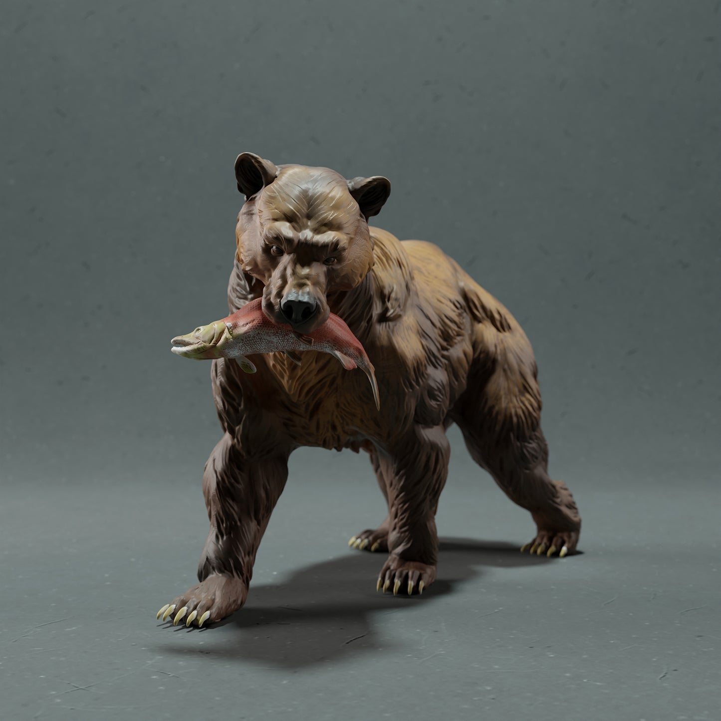 Grizzlybär - Lachs - Animal Den Miniatures