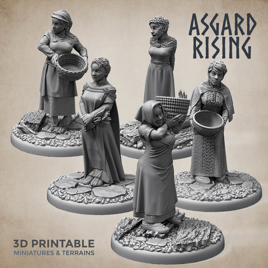 5 x Female Villagers Townsfolk - Asgard Rising (Famale)