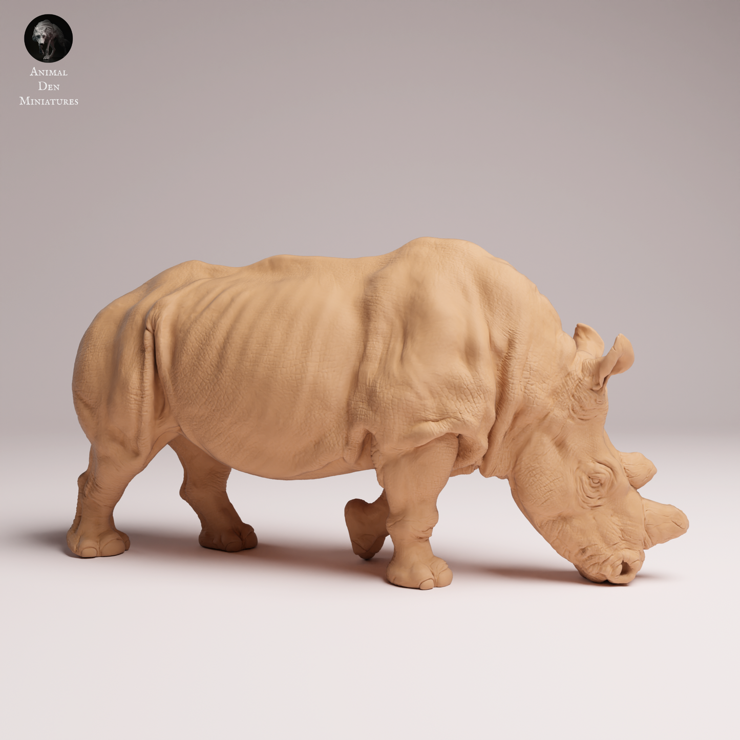 Northern White Rhino feeding - Animal Den Miniatures