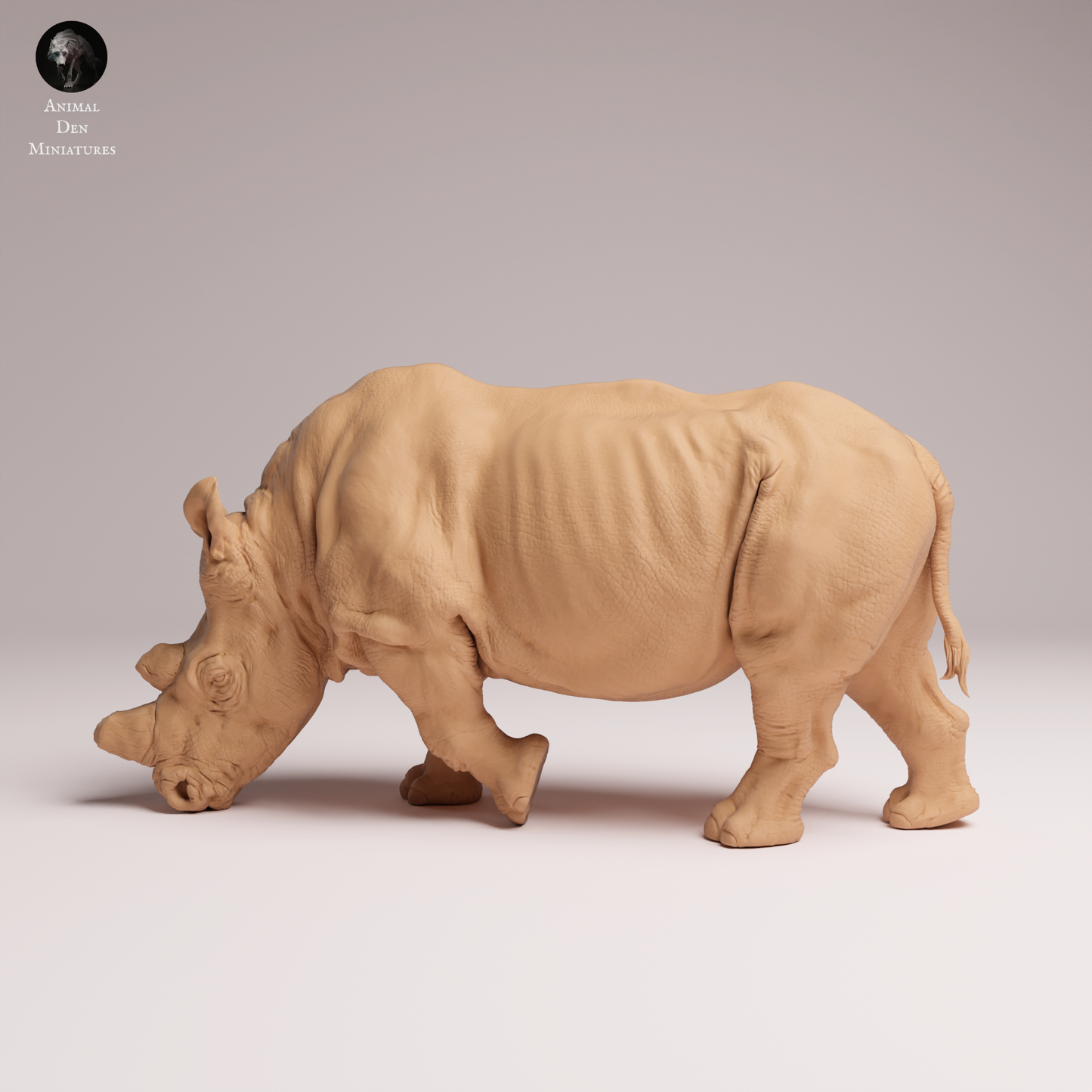 Northern White Rhino feeding - Animal Den Miniatures