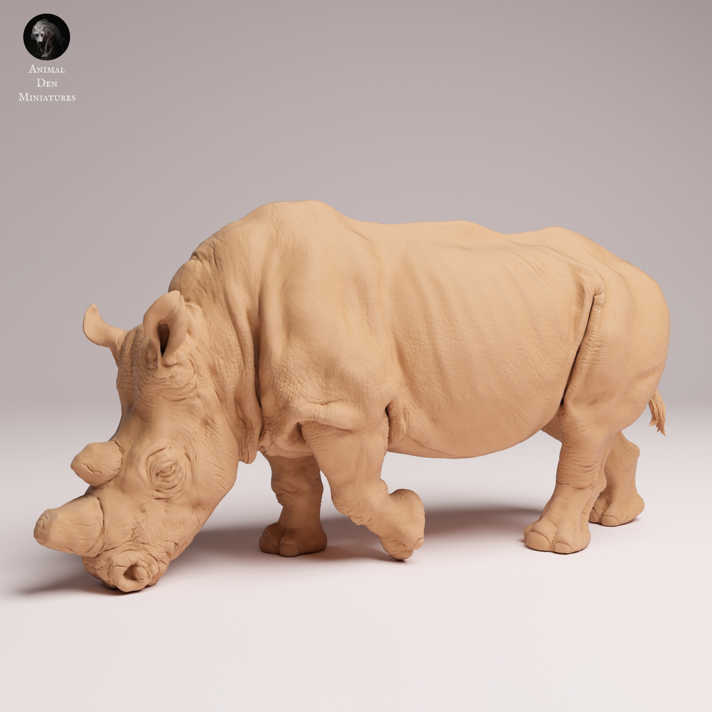 Northern White Rhino feeding - Animal Den Miniatures