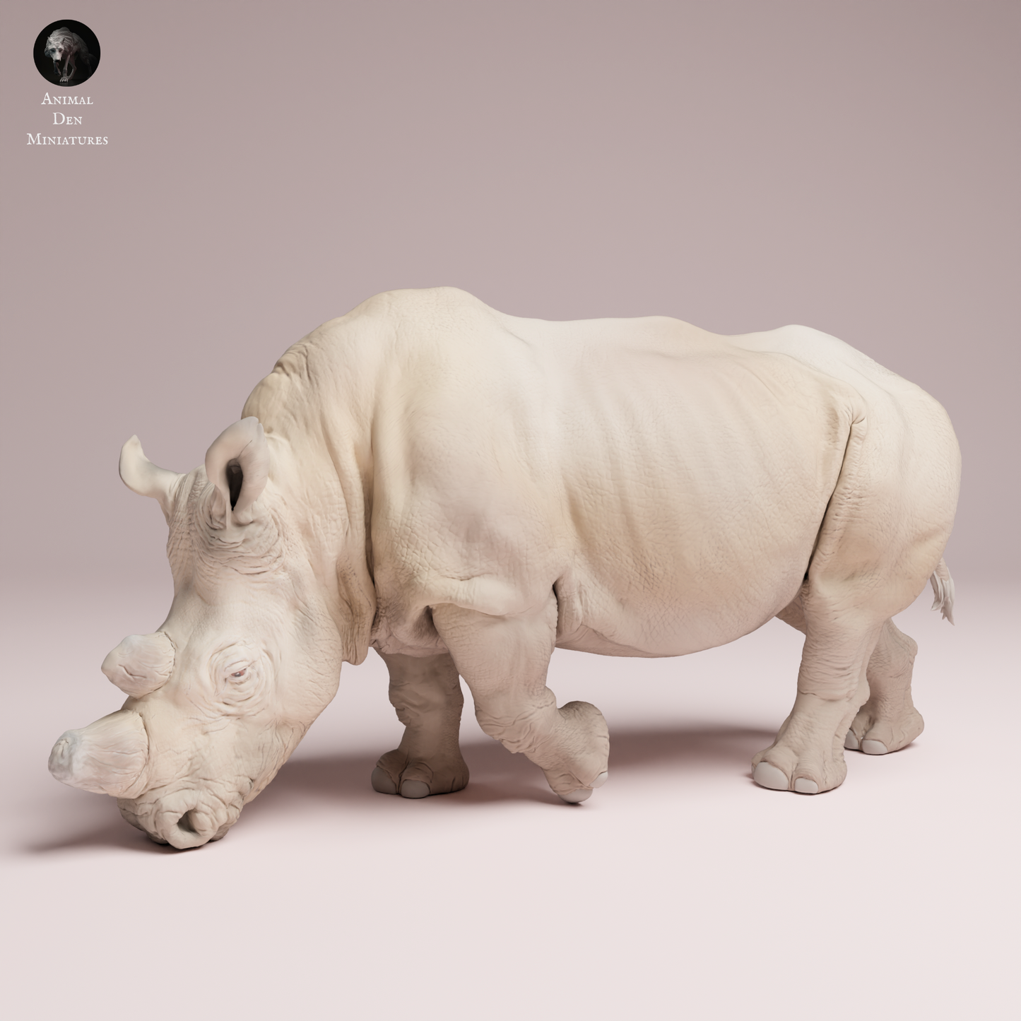 Northern White Rhino feeding - Animal Den Miniatures