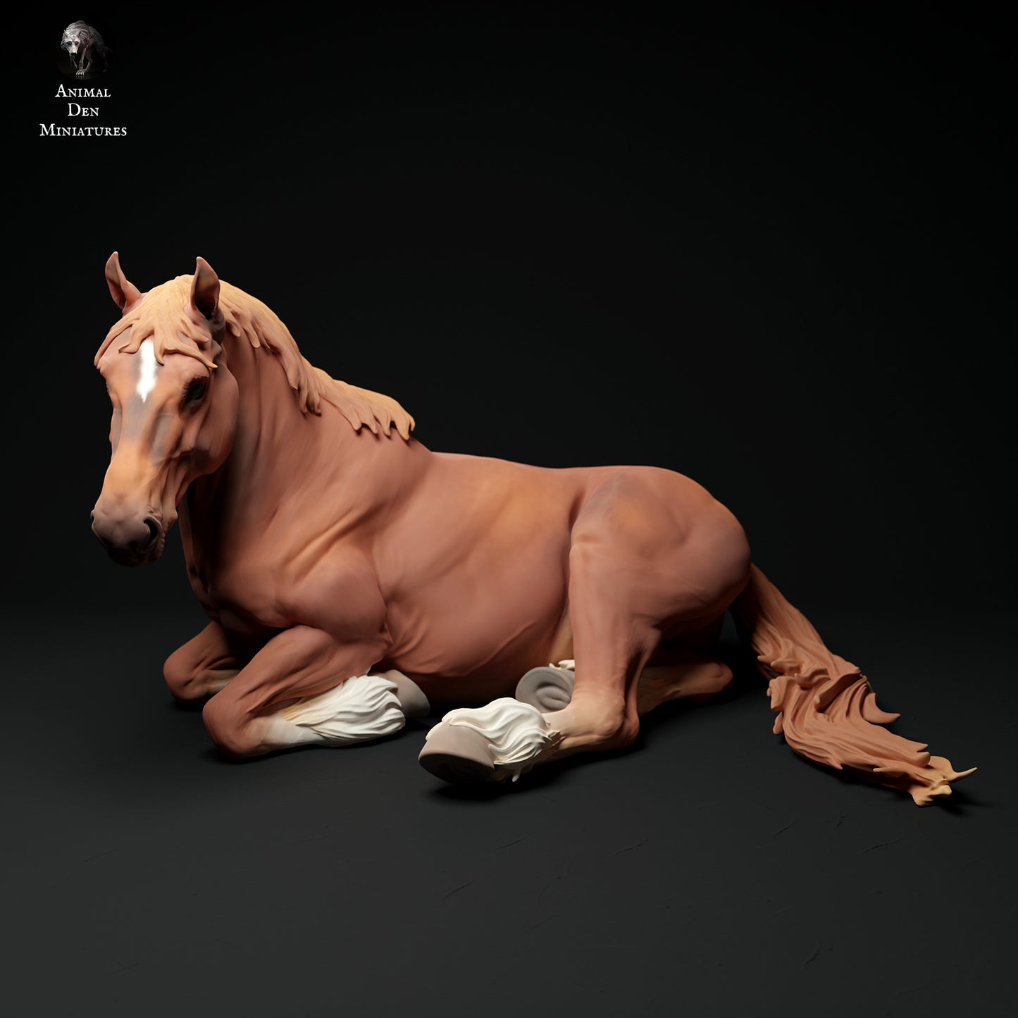 Suffolk Punch Stute liegend - Animal Den Miniatures