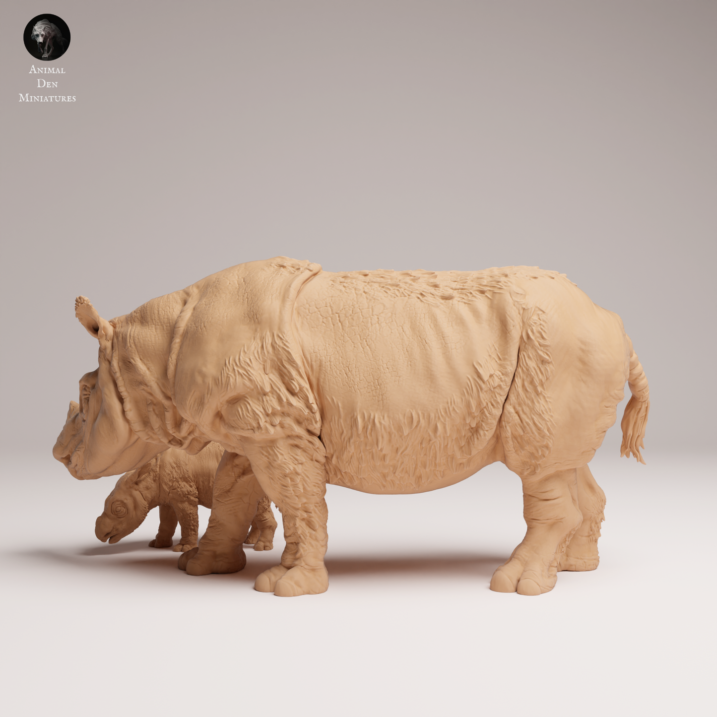 Sumatran Rhino Female and Calf - Animal Den Miniatures