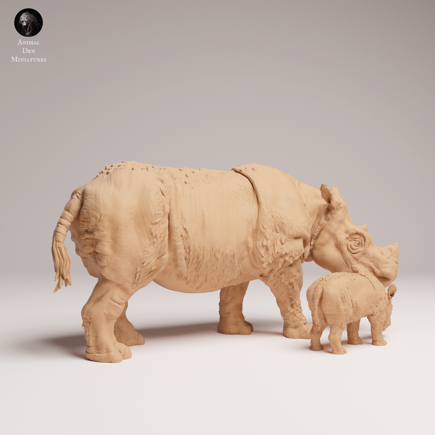 Sumatran Rhino Female and Calf - Animal Den Miniatures