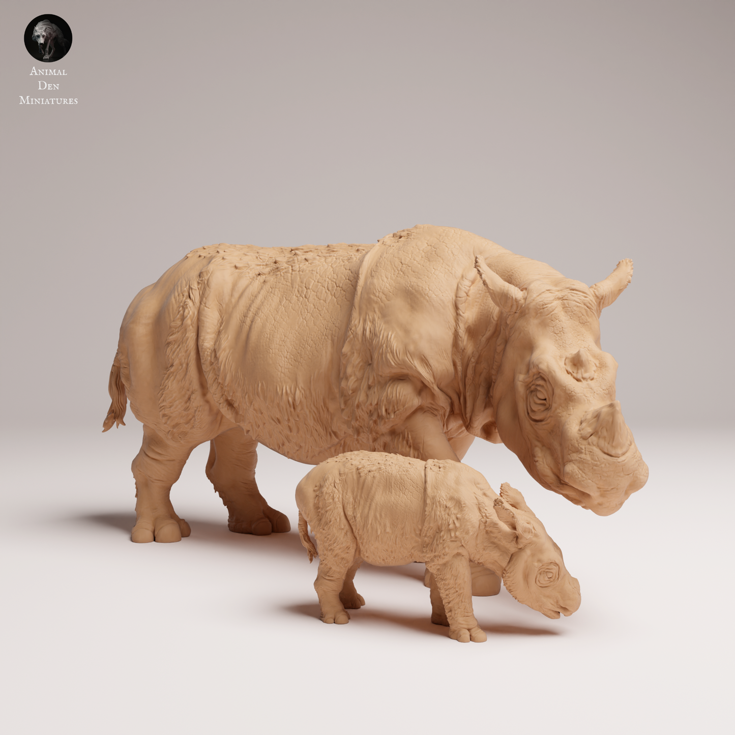 Sumatran Rhino Female and Calf - Animal Den Miniatures