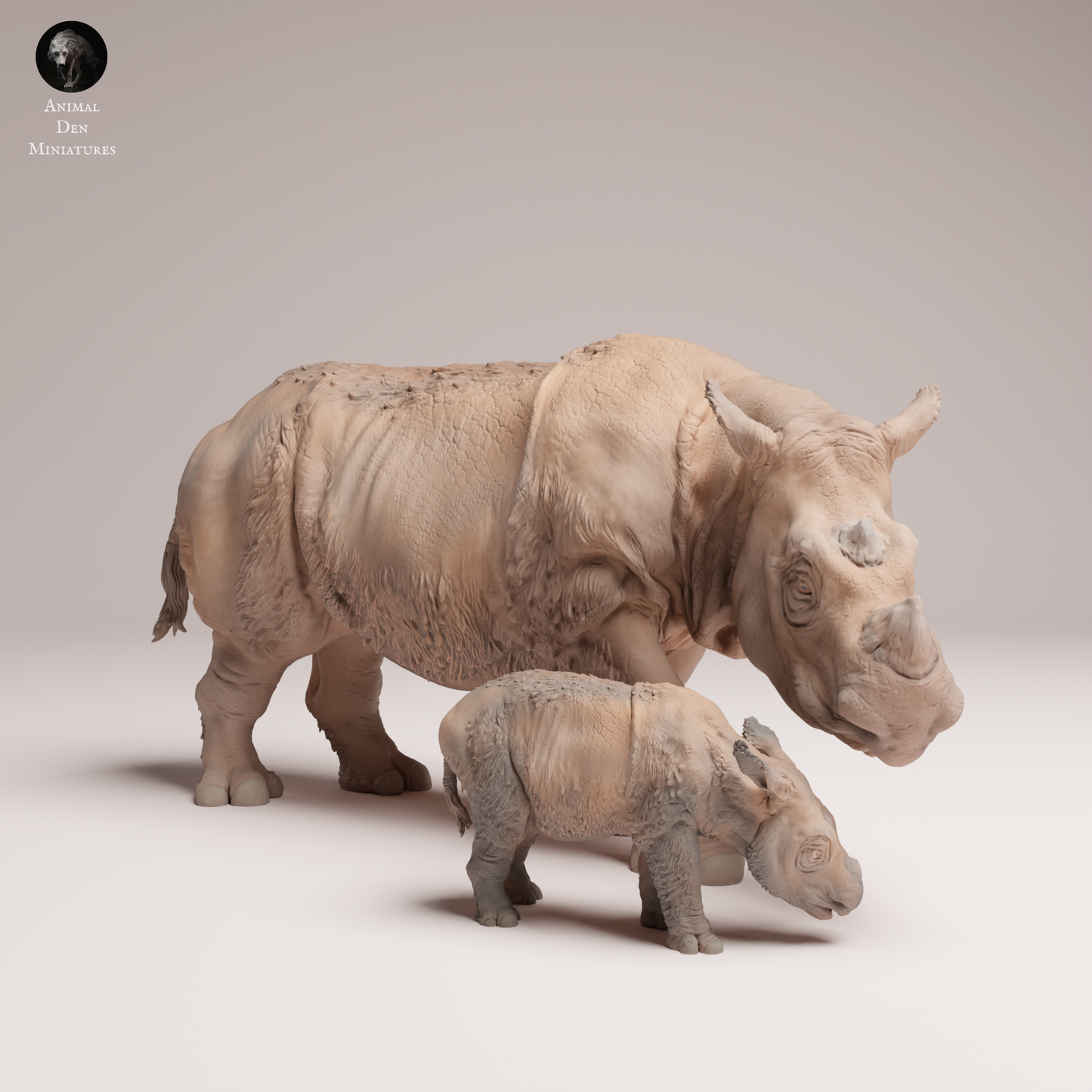 Sumatran Rhino Female and Calf - Animal Den Miniatures