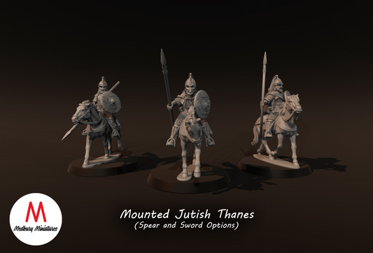 3x Jutish Thanes with Spears on Horse - Medbury Miniatures