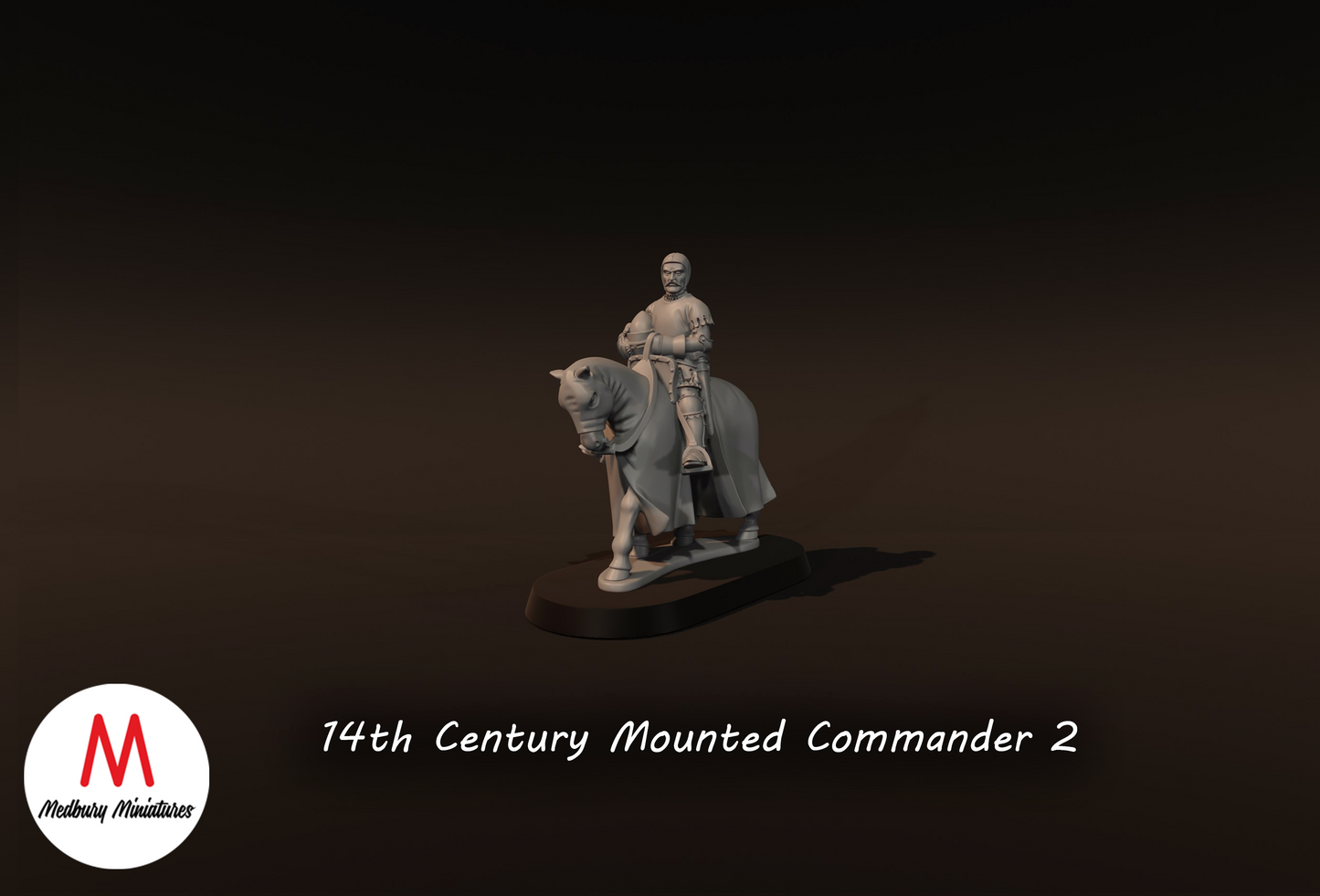 14th Century Mounted Commander 2 - Medbury Miniatures