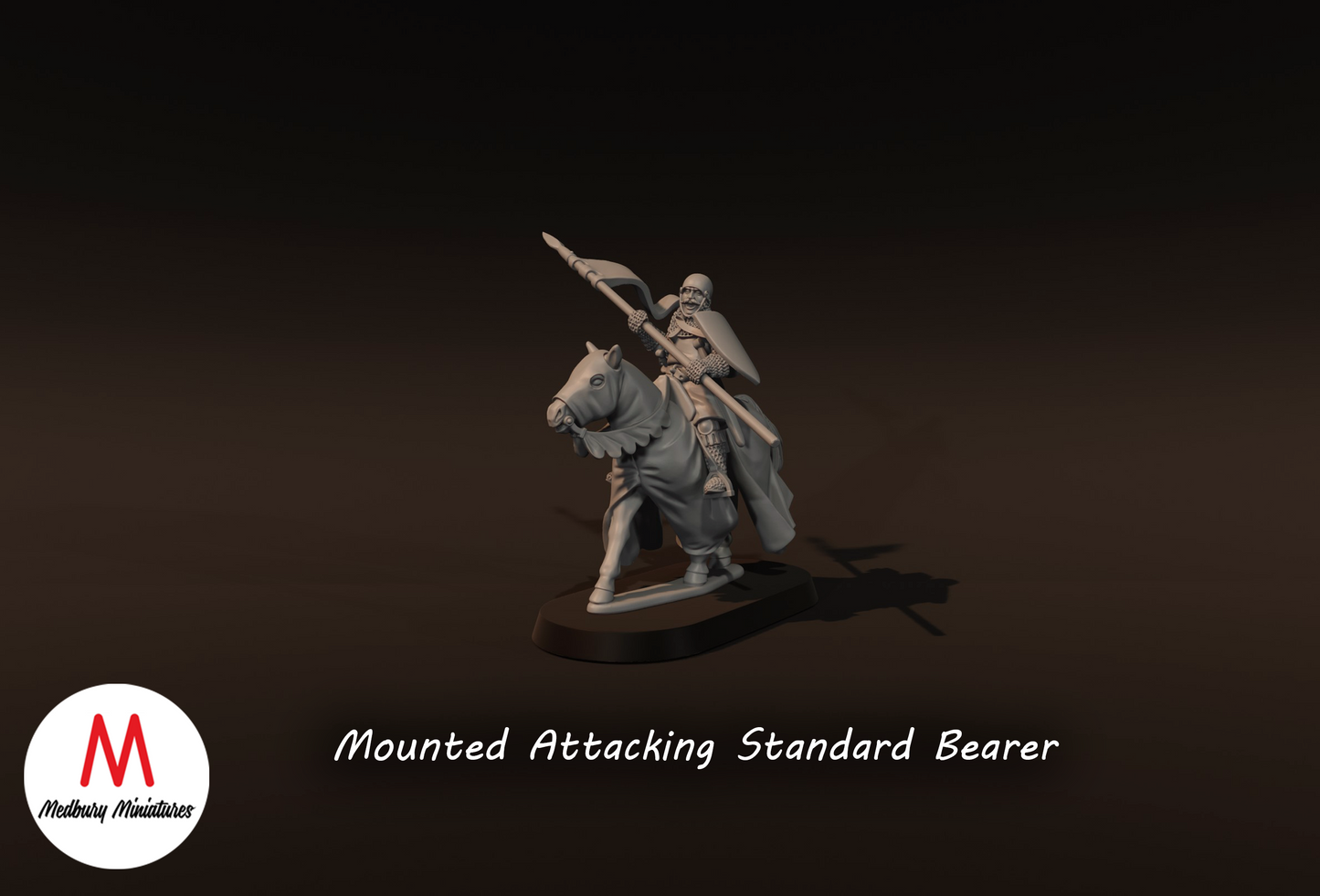 Mounted Attacking Standard Bearer - Medbury Miniatures