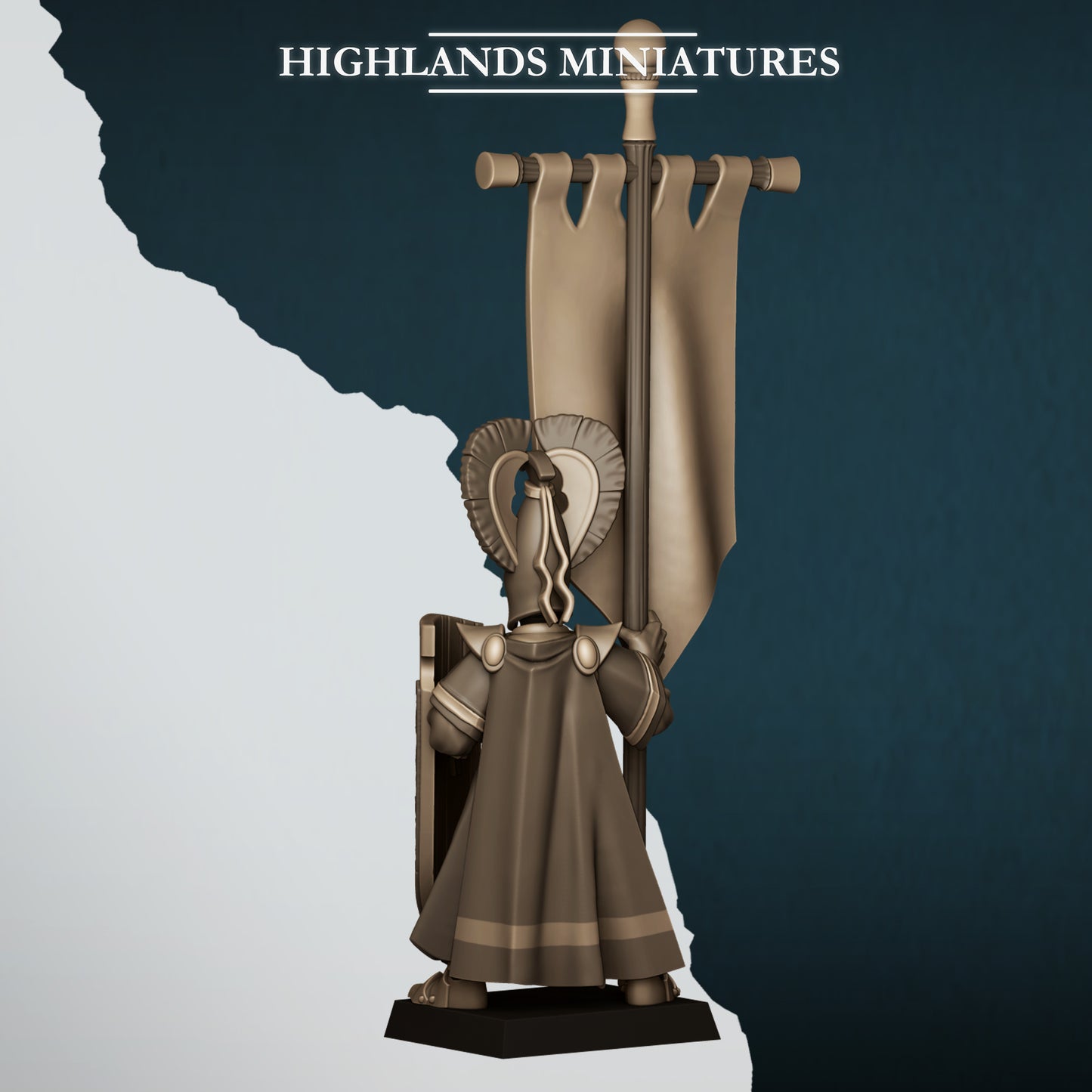 Aegean Elves Battle Standard Bearer on Foot and Mounted - Highlands Miniatures