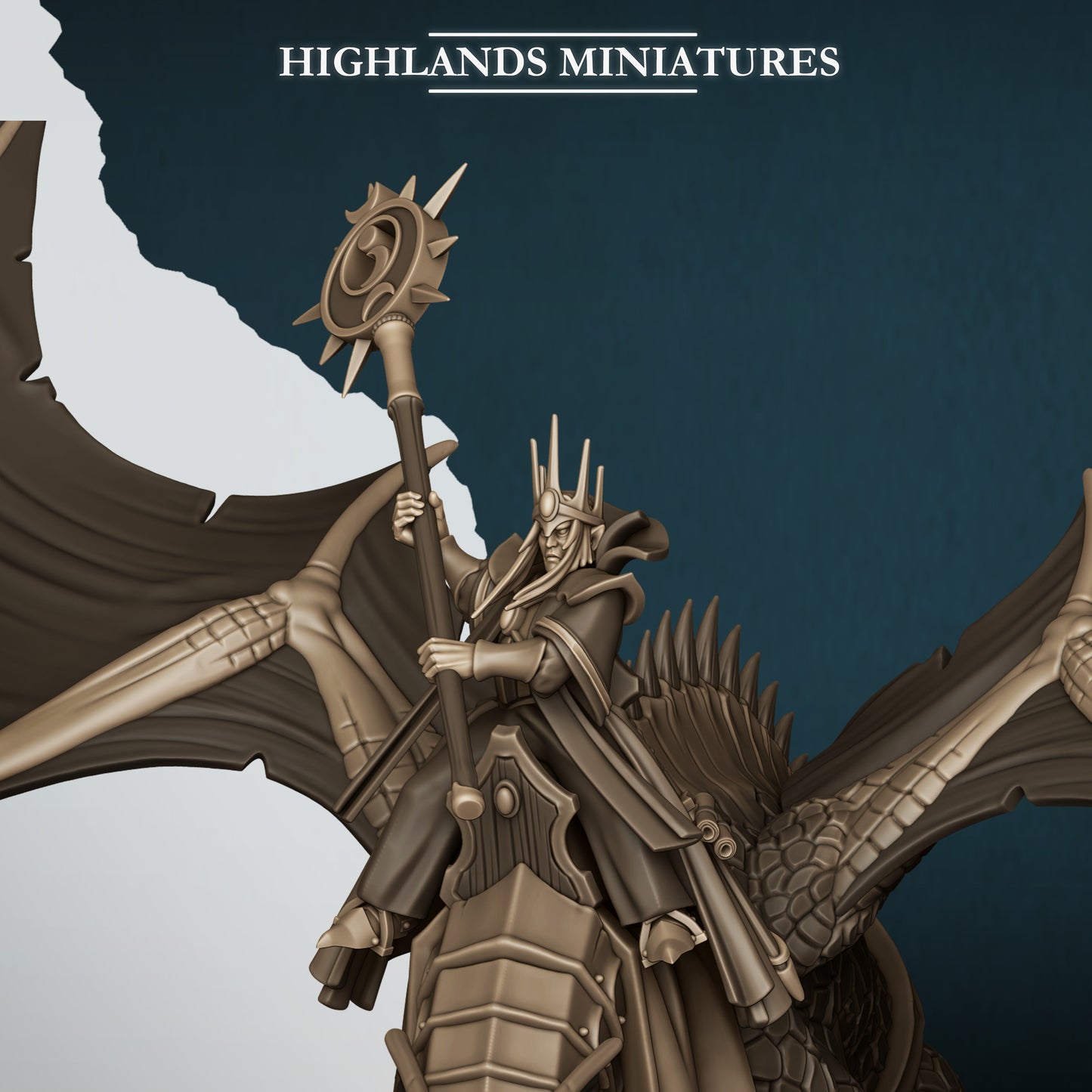 Aegean Elf Great Mage on Dragon  - Highlands Miniatures