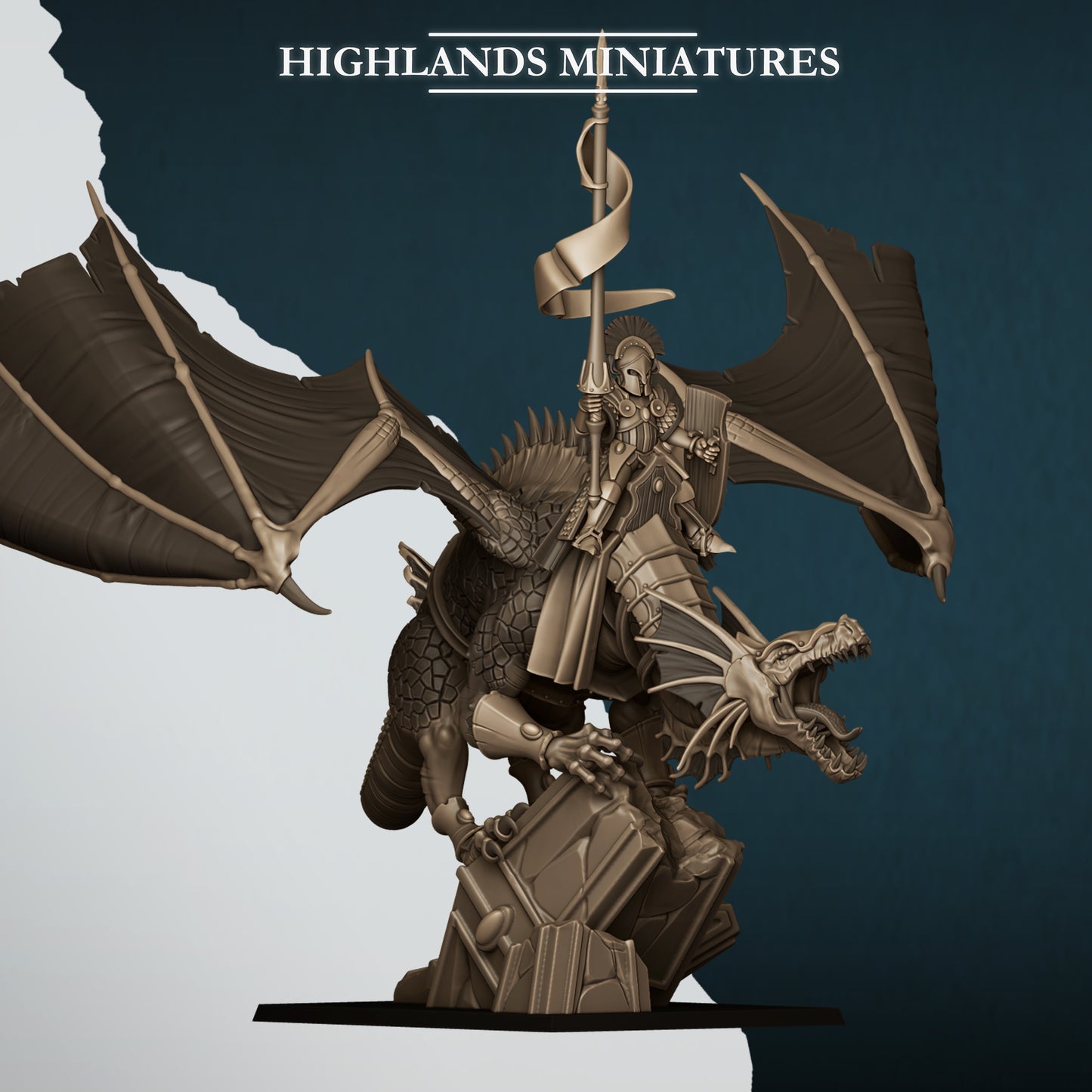 Aegean Elf Prince on Dragon  - Highlands Miniatures