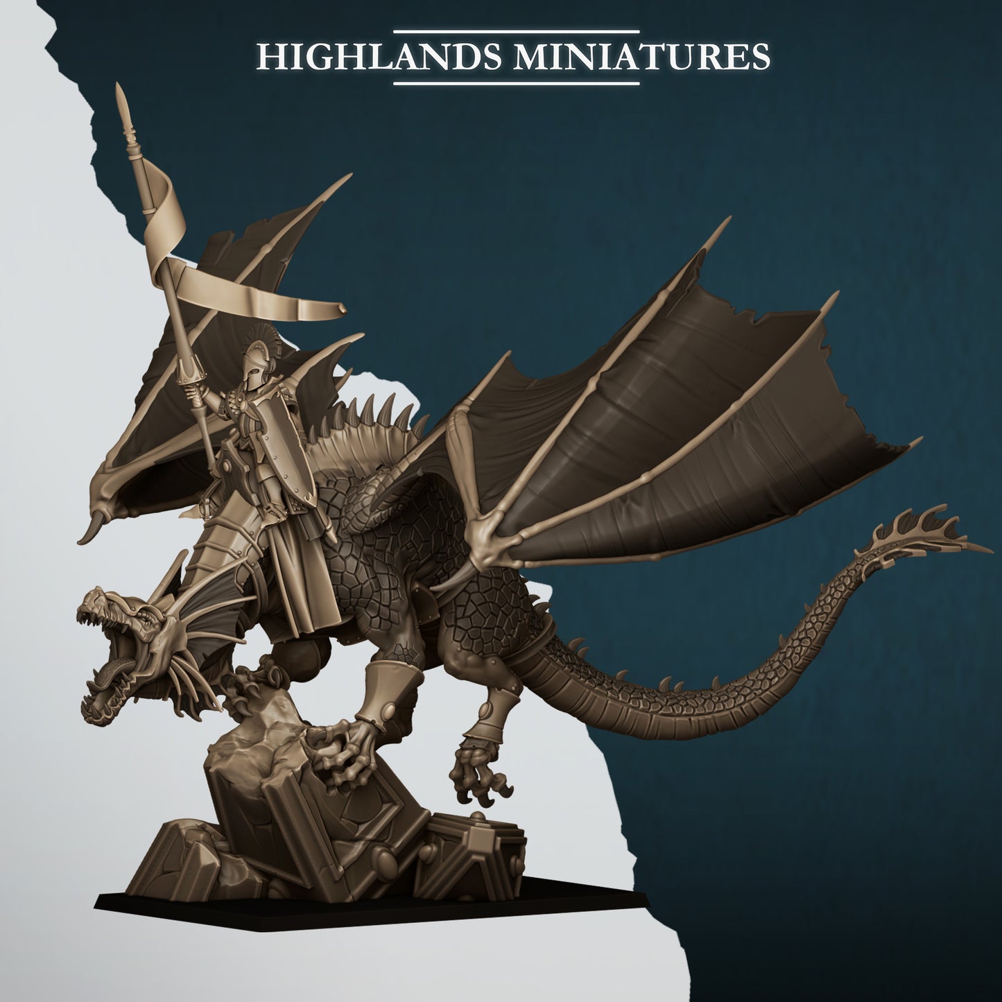Aegean Elf Prince on Dragon  - Highlands Miniatures