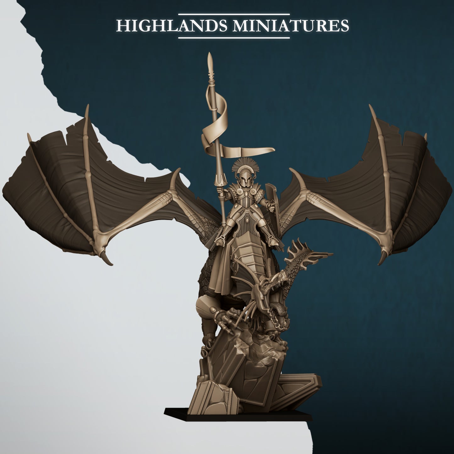 Aegean Elf Prince on Dragon  - Highlands Miniatures