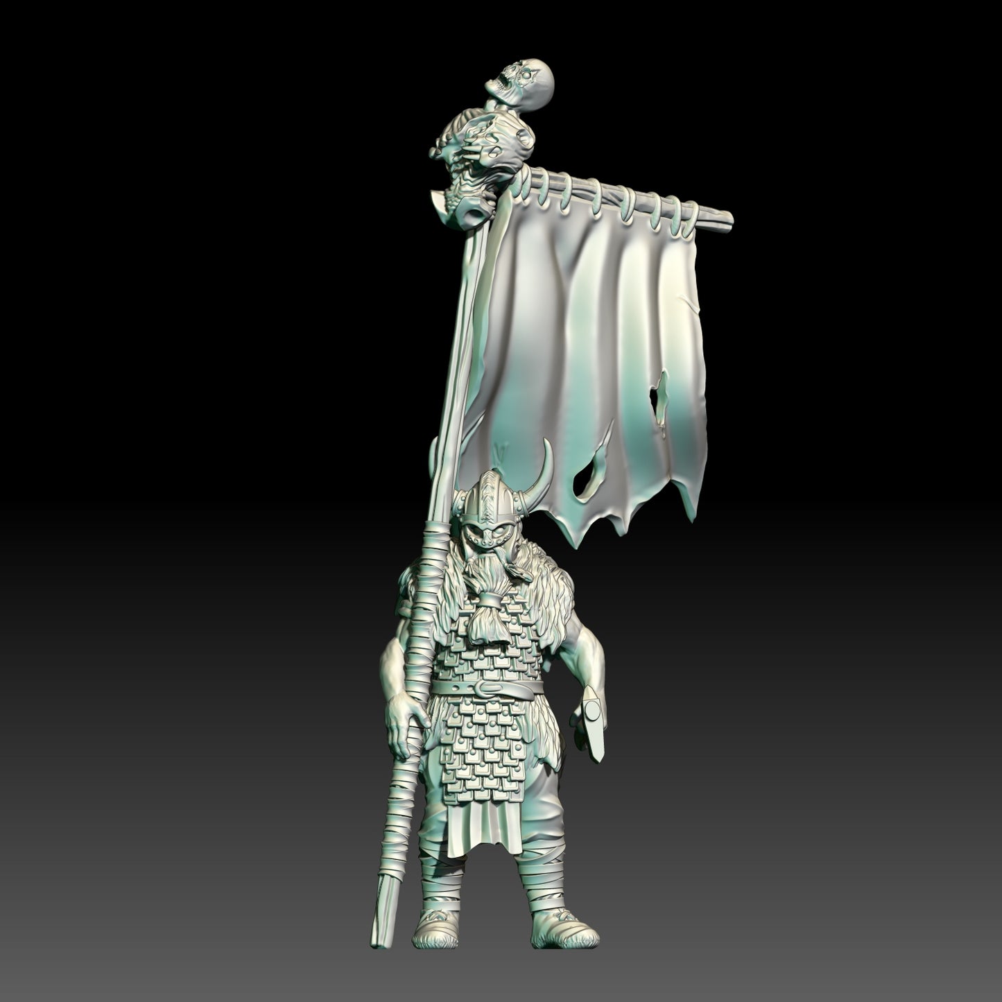 Armoured Wildmen/Hillmen Banner Bearer - KzK Minis