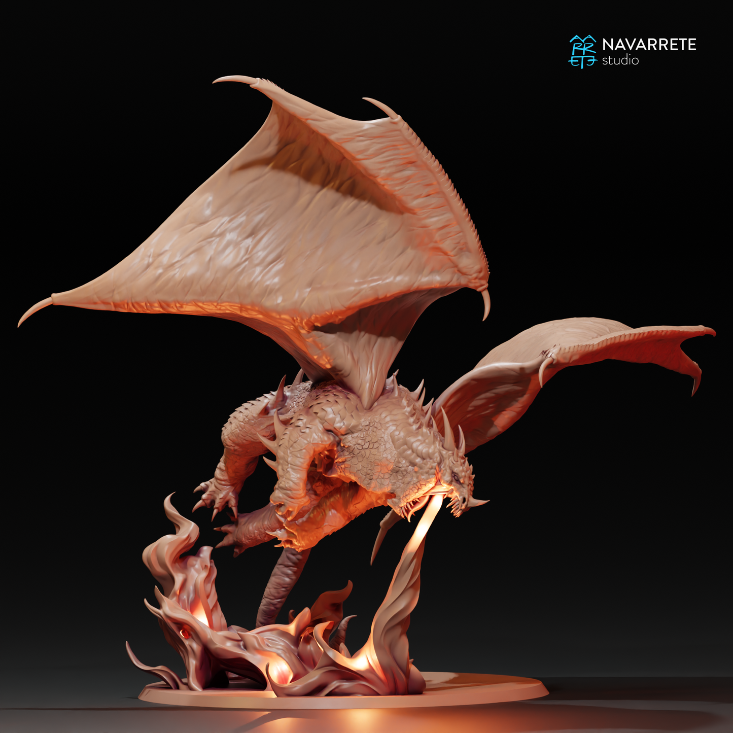 Cave Dragon Breathing Fire (Pose 2) - Navarrete Studio