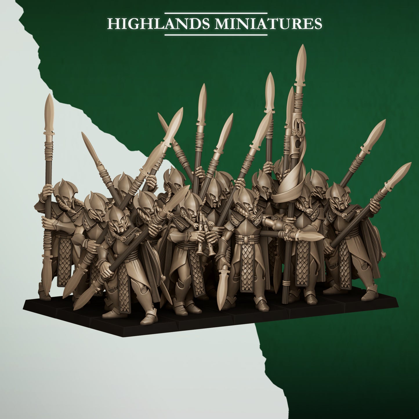 Feral Elf Spearmen - Feral Elves - Highlands Miniatures