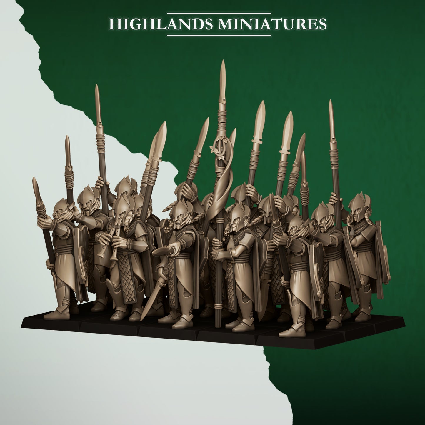 Feral Elf Spearmen - Feral Elves - Highlands Miniatures