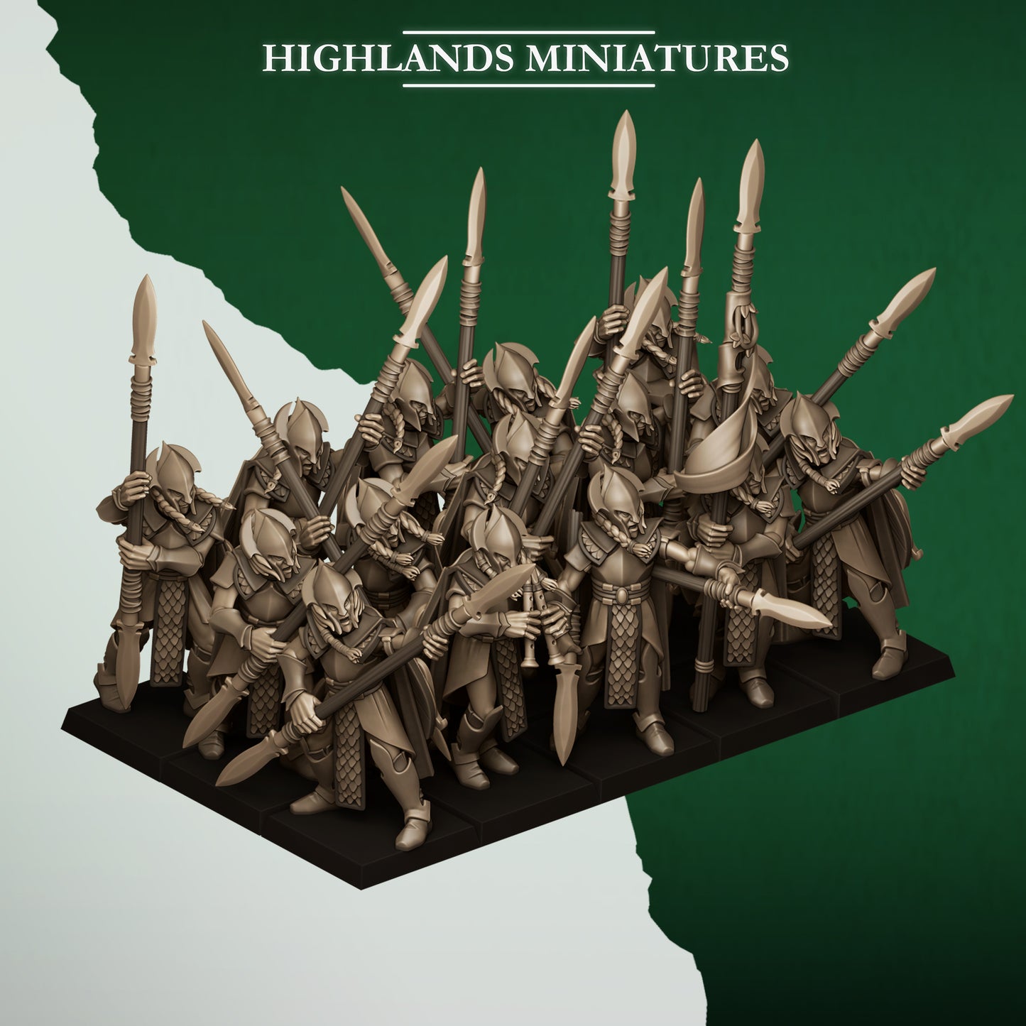 Feral Elf Spearmen - Feral Elves - Highlands Miniatures