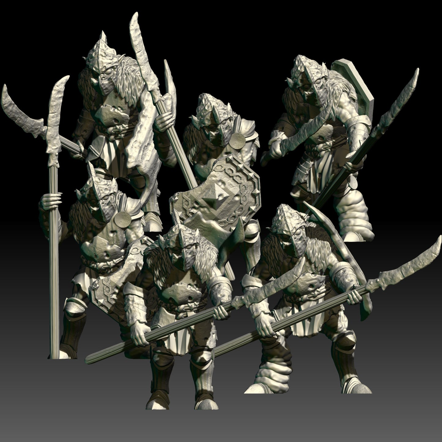 Troglodyte Guards with Spears and Shields - KzK Minis