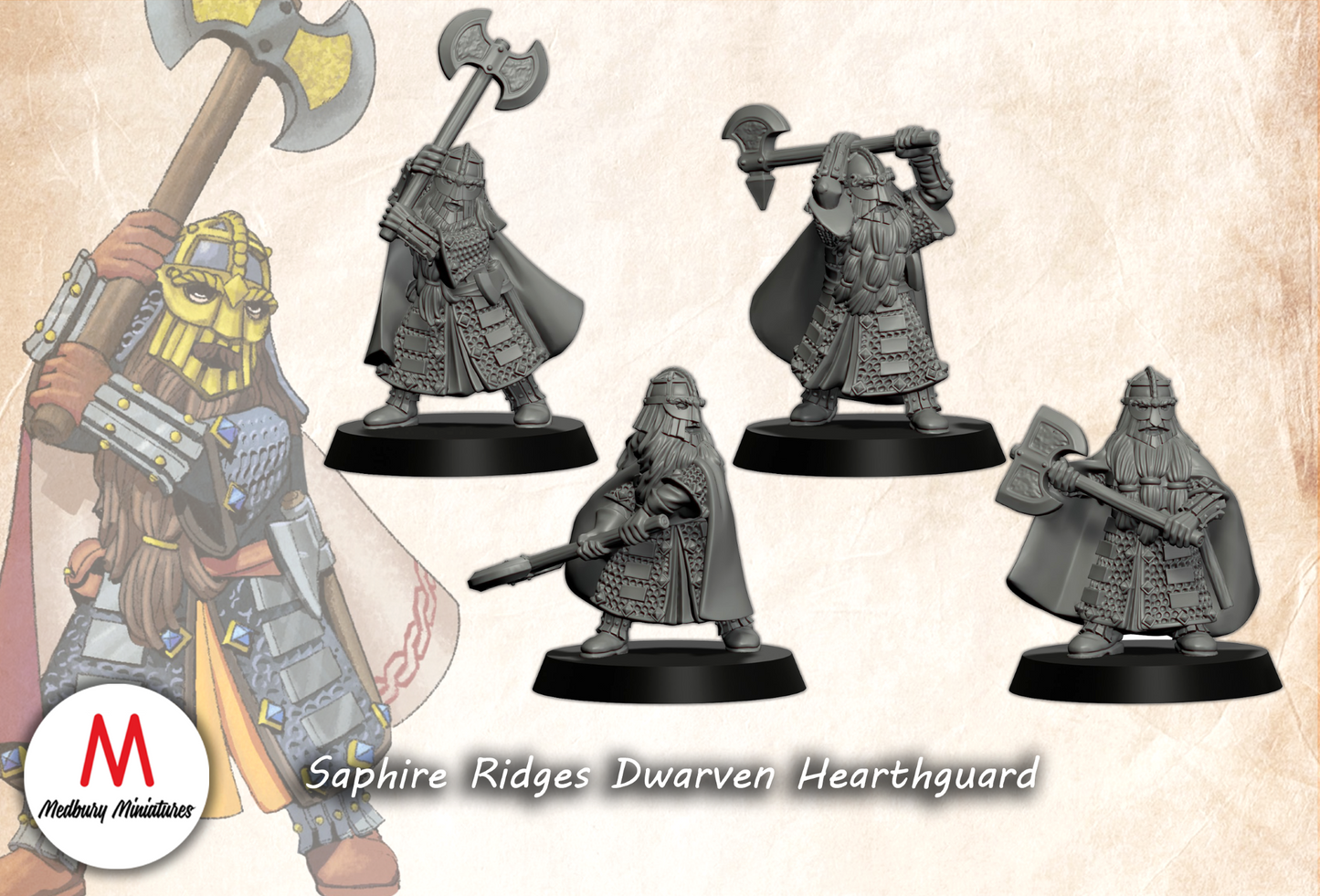 Sapphire Ridges Dwarven Hearthguard - Medbury Miniatures