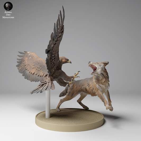Golden Eagle vs Wolf - Animal Den Miniatures