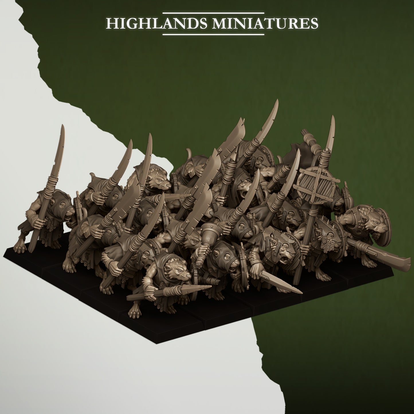 Sewer Rats with Spears and Shields - Sewer Vermin - Highlands Miniatures