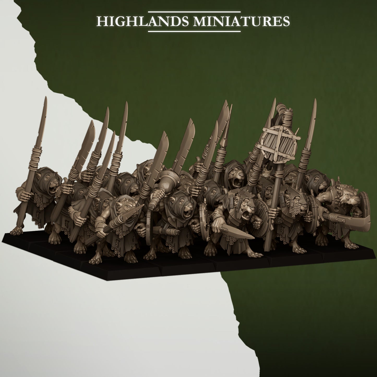 Sewer Rats with Spears and Shields - Sewer Vermin - Highlands Miniatures