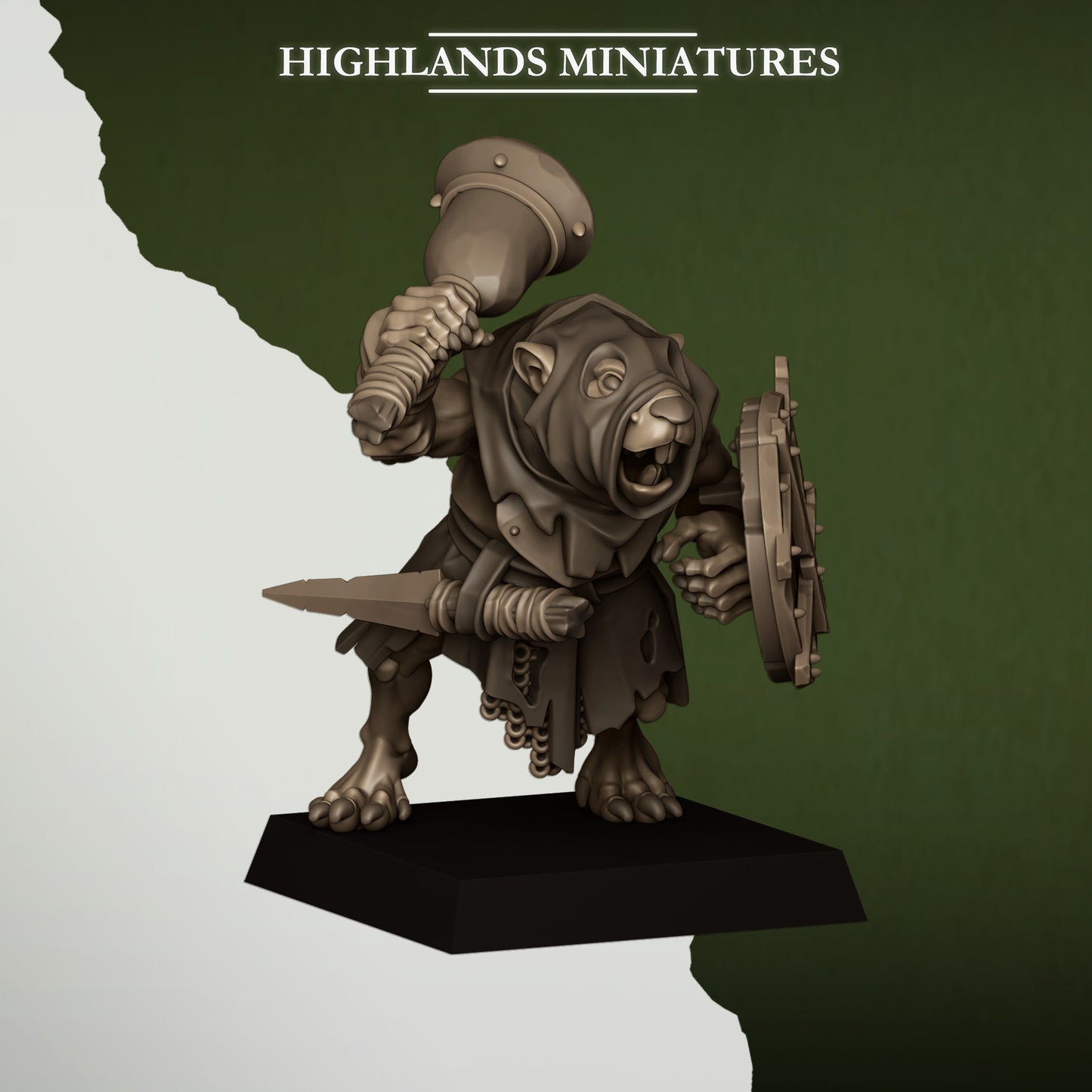 Sewer Rats with Spears and Shields - Sewer Vermin - Highlands Miniatures