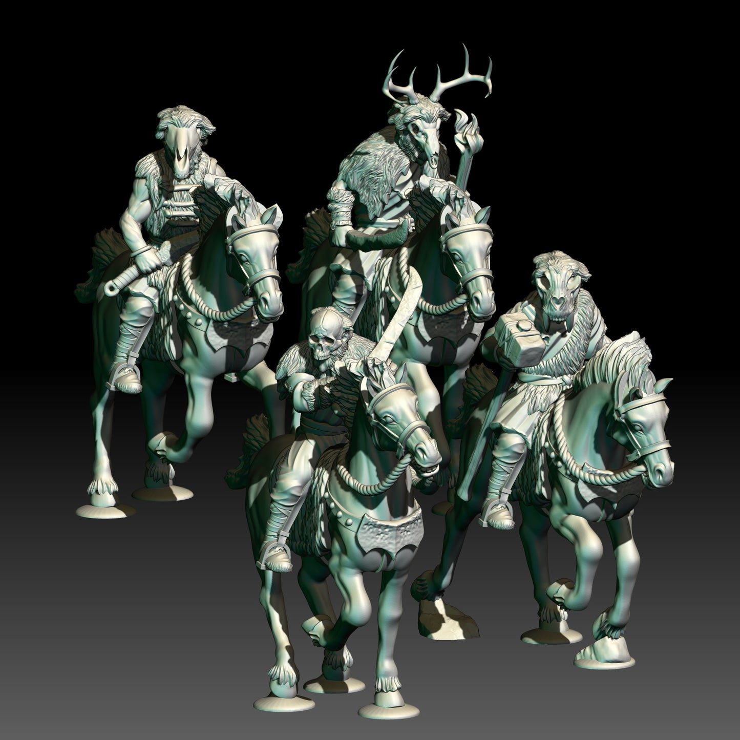 4x Savage Wildmen/Hillmen on Horse - KzK Minis