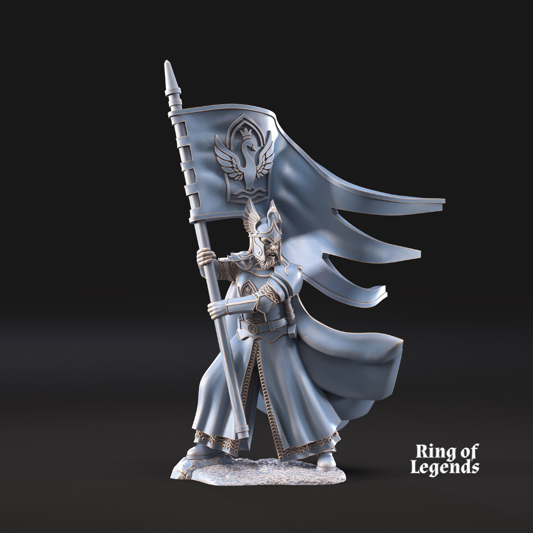 Swan Rider Banner on Foot and Mounted | White Swan | Ring Of Legends - Davale Games
