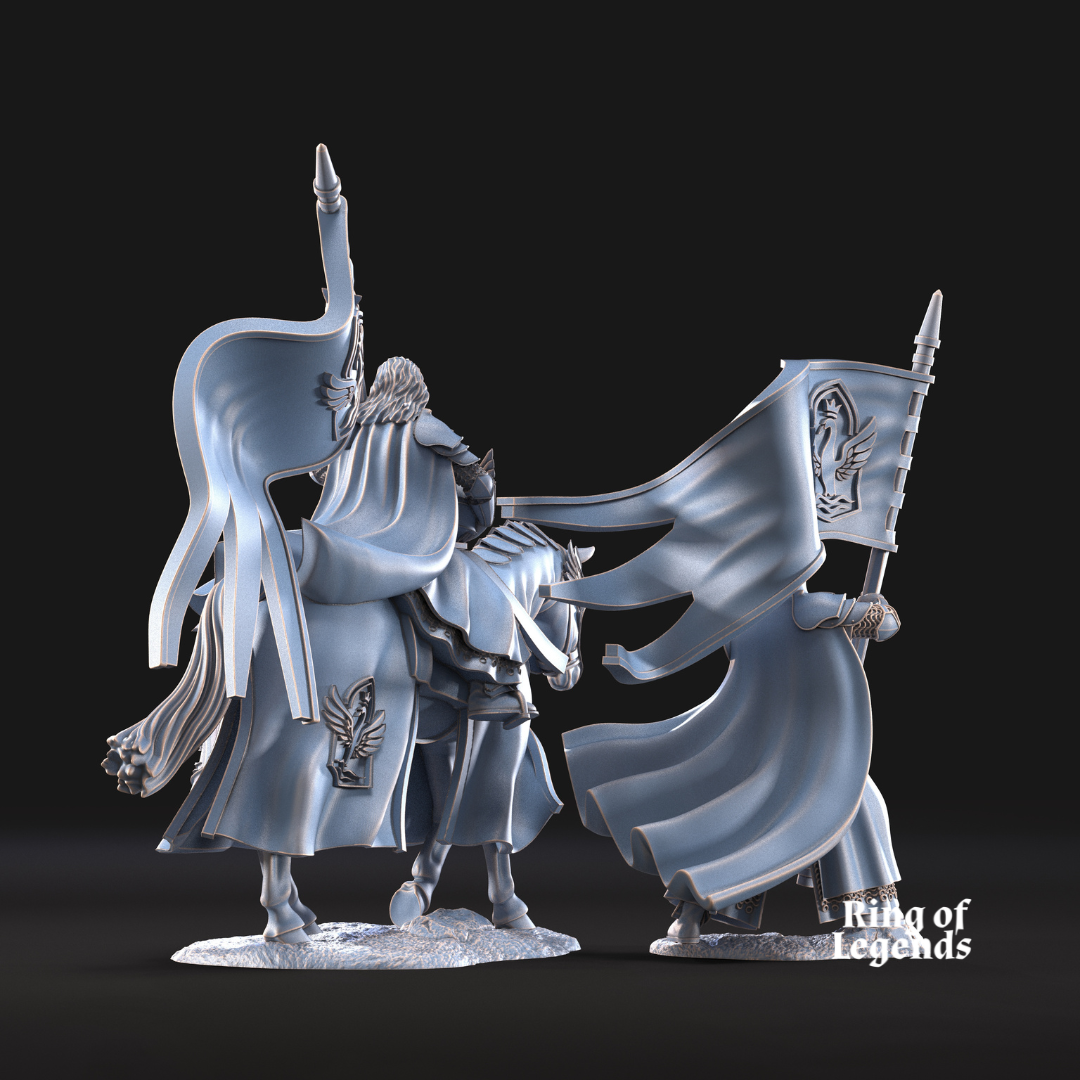 Swan Rider Banner on Foot and Mounted | White Swan | Ring Of Legends - Davale Games